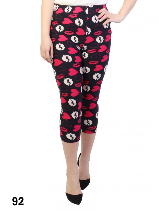 Lovely Kiss Print Stretch Capri